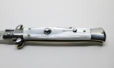 9" Automatic Switchblade Stiletto - White Imitation Mother of Pearl - Made in Italy