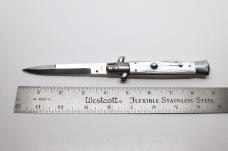 9" Automatic Switchblade Stiletto - White Imitation Mother of Pearl - Made in Italy