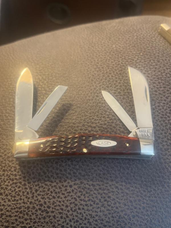 1974 Case XX USA 6 Dots 6488 Beautiful Reddish Bone Congress With Four Blades & Nickel Silver Bolste