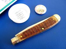 Northfield 488117 Antique Amber Jigged Bone Diamond Jack SFO Knife & Button Mint in Tube