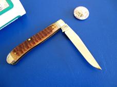 Northfield 488117 Antique Amber Jigged Bone Diamond Jack SFO Knife & Button Mint in Tube