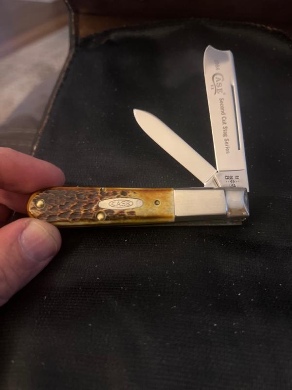 1984 Case XX •••SS••• USA 5205R SS Awesome Second Cut Stag Handle With Razor Blade & Tiered Bolsters