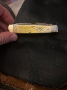 2015 Case XX USA 6254 DAM Burnt Yellow Bone Handkes Trapper With Two Tear Drop Damascus Blades 2015 Case XX USA 6254 DAM Burnt Yellow Bone Handkes Trapper With Two Tear Drop Damascus Blades