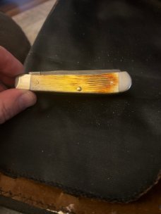 2015 Case XX USA 6254 DAM Burnt Yellow Bone Handkes Trapper With Two Tear Drop Damascus Blades 2015 Case XX USA 6254 DAM Burnt Yellow Bone Handkes Trapper With Two Tear Drop Damascus Blades