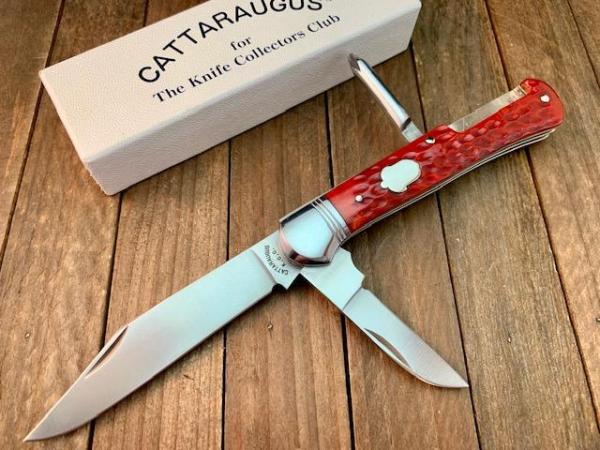 Cattaraugus Cutlery by A.G. Russell Folding Hunter Red Jigged Bone Seki Japan