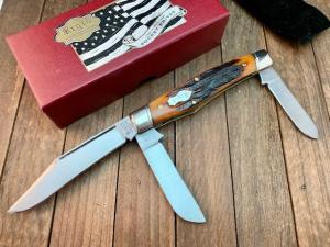 Canal Street Cutlery for Rigid Reverse Gunstock Stockman Amber Carved Bone Stag (ACBS)