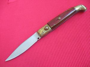 Vintage Italian Indiana Engraved Bolster Button Open/Close Switchblade Knife.