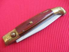 Vintage Italian Indiana Engraved Bolster Button Open/Close Switchblade Knife.