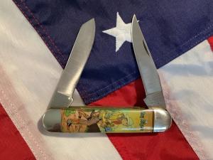 Vintage Camillus 2 Blade Large Cigar Knife w/ Riders of the Silver Screen Handles -Roy Rogers -NOS
