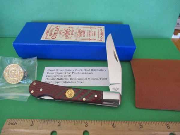 Canal Street Cutlery Co-Op/Red Hill Cutlery Red Flannel 1 of 25 Made Pinch Lockback  154CM