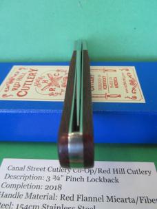 Canal Street Cutlery Co-Op/Red Hill Cutlery Red Flannel 1 of 25 Made Pinch Lockback  154CM