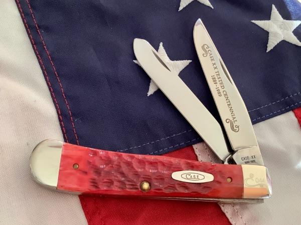 Case xx 1989 Centennial Trapper Knife w/ Red Bone Handles -NOS in M/NM Condition