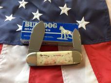 1998 Bulldog Brand HAND MADE / Hammer Forged Elephant Toe w/ Black & Tan Coonhound Blade Etch - NOS 1998 Bulldog Brand HAND MADE / Hammer Forged Elephant Toe w/ Black & Tan Coonhound Blade Etch - NOS