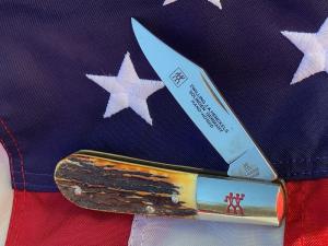 Zwilling  J A Henckels 1 Blade "Hand Forged" Barlow (HK-14-S) with Nice Stag Handles -NOS