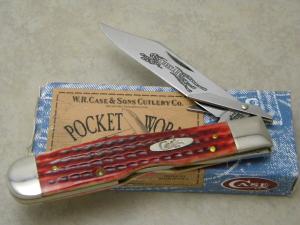Case XX USA 2004 Old Red Bone 6111 1/2 Pocket Worn Cheetah Lockback Knife