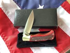 Vintage J A Henckels Folding Lock Back Hunting/Hunter Knife with Red Pick Bone Handles - NOS Vintage J A Henckels Folding Lock Back Hunting/Hunter Knife with Red Pick Bone Handles - NOS