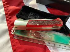 Vintage J A Henckels Folding Lock Back Hunting/Hunter Knife with Red Pick Bone Handles - NOS Vintage J A Henckels Folding Lock Back Hunting/Hunter Knife with Red Pick Bone Handles - NOS