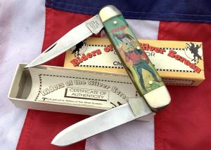 Vintage Camillus 2 Blade Large Cigar Knife w/ Riders of the Silver Screen Handles -Tom Mix -NIB 