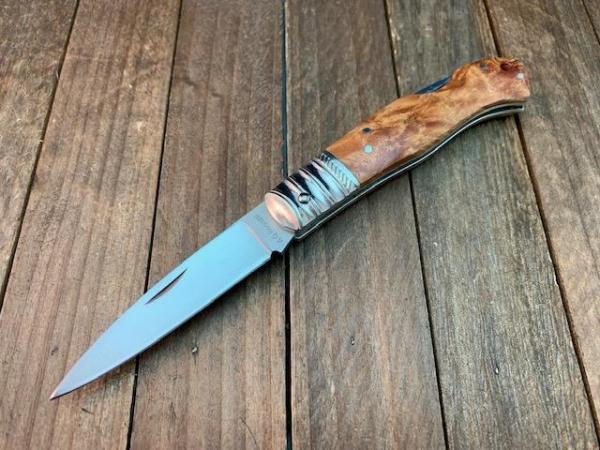 A.G. Russell Seki Japan Made Lockback Quince Burlwood Early 2000’s