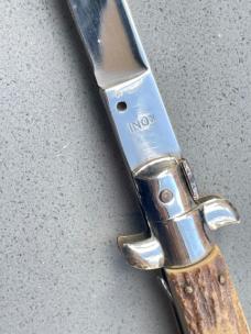 Vintage 13 inch INOX Italian Switchblade Stag Handle 