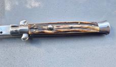 Vintage 11 inch Italian Rostfrei Switchblade Stag Handle