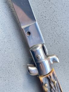 Vintage 11 inch Italian Rostfrei Switchblade Stag Handle