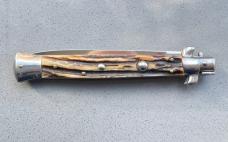 Vintage 11 inch Italian Rostfrei Switchblade Stag Handle