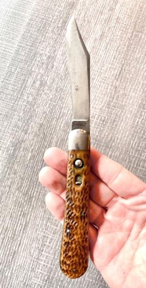 SCHRADE Cutlery Co Walden NY AUTO Jigged Bone 