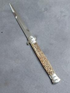 11" AGA Campolin Lock Back Stiletto. Stag Horn. 