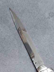 11" AGA Campolin Lock Back Stiletto. Stag Horn. 