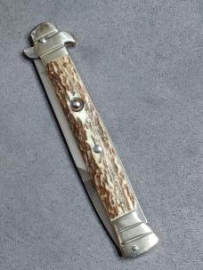 11" AGA Campolin Lock Back Stiletto. Stag Horn. 