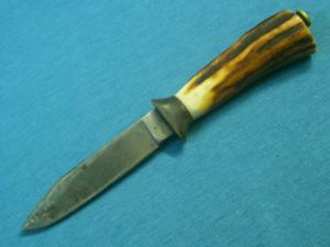 VINTAGE SMALL MINI HORN STAG FIXED BLADE BOWIE KNIFE KNIVES OLD