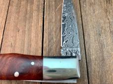 A.G. Russell Single Blade Lockback Quince Burl San Mai Damascus Blade Mid 1990’s Seki Japan Made 