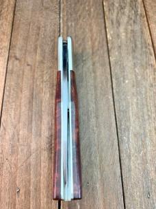 A.G. Russell Single Blade Lockback Quince Burl San Mai Damascus Blade Mid 1990’s Seki Japan Made 