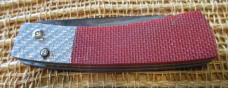 Bigler “98” folding knife, red and holographic silver handle