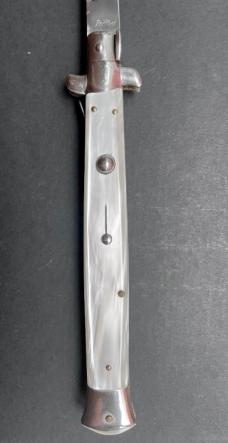 Vintage 13” Italian Stiletto Rostfrei White Acrylic Pearl