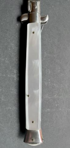 Vintage 13” Italian Stiletto Rostfrei White Acrylic Pearl