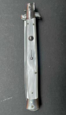 Vintage 13” Italian Stiletto Rostfrei White Acrylic Pearl