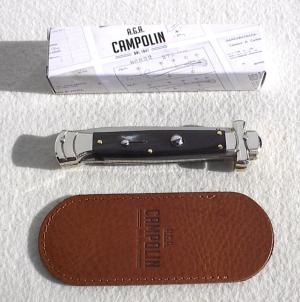 NEW A.G.A. CAMPOLIN 9" MALTESE BRAZILIAN HORN MODIFIED BAYONET BLADE NICKEL SILVER BOLSTERS W/POUCH