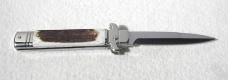 NEW AKC ITALIAN LEVERLETTO 8" GENUINE STAG WITH NEW MODIFIED BAYONET BLADE NICKEL SILVER BOLSTERS 