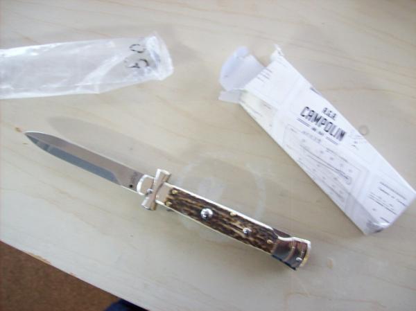 A. G. A. Campolin Lever Maltese Cross Bayonet Large 9 Incher Lockback W/Genuine Stag/Antler NIB A. G. A. Campolin Lever Maltese Cross Bayonet Large 9 Incher Lockback W/Genuine Stag/Antler NIB
