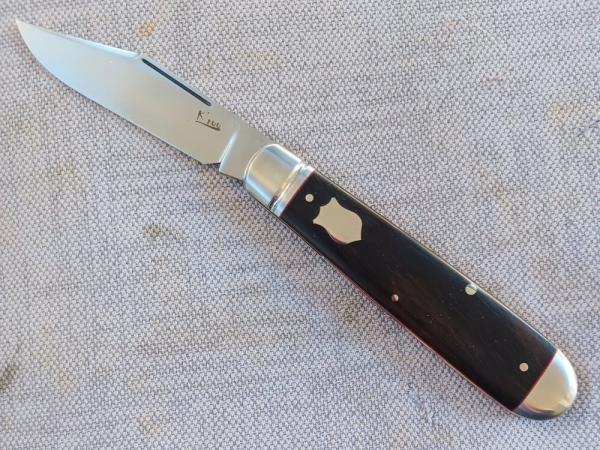 K'roo African Blackwood Clip Ennglish Jack..Rwl34..4.25 closed..red liners..spacers fluted bolsters 