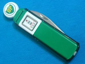VINTAGE BP GASOLINE GAS PUMP AD FRANKLIN MINT FM FOLDING POCKET KNIFE KNIVES OLD