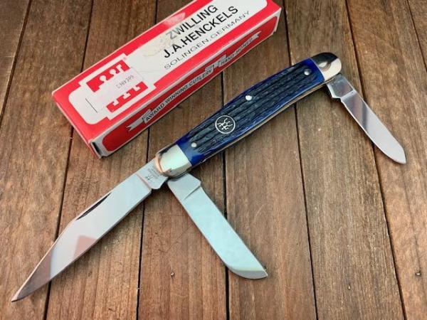 Henckels by Boker Stockman Blue Pin Feather Jigged Bone Solingen Germany
