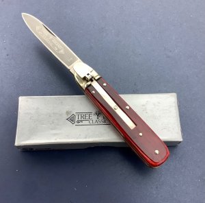 Vintage German Boker 712 Leverlock Knife Red Bone 