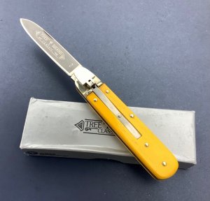 Vintage German Boker 712 Leverlock Knife Yellow Bone  