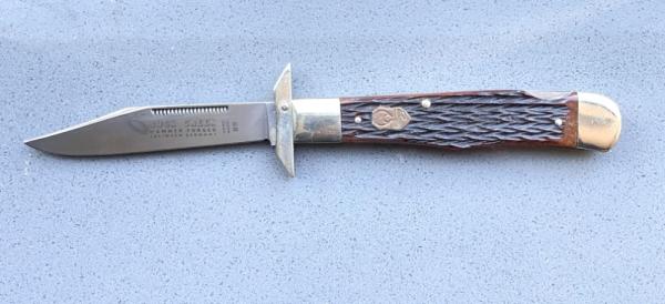 Vintage BUCK CREEK 89 SOLINGEN Bone Cheetah Style Swing-guard Folder 