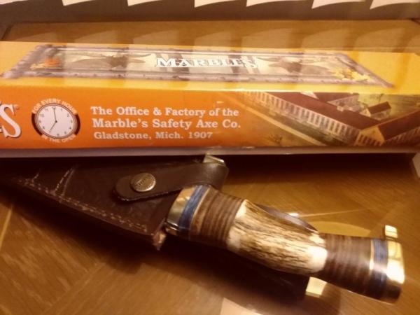 HUGH MARBLES REPRODUCTION STAG HANDLE BOWIE.