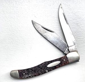 Vintage US WESTERN Boulder CO 062 Two-blade Folder Jigged Bone 