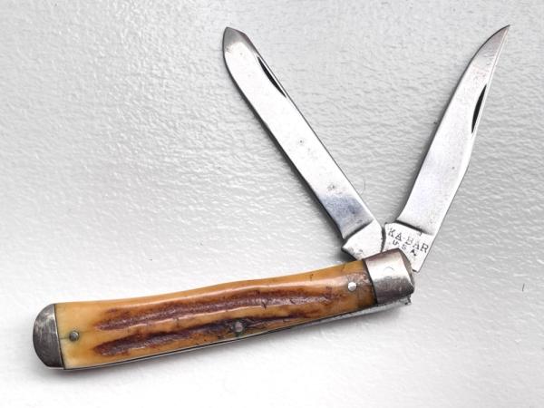 VINTAGE KA-BAR Two-Blade Folder STAG 